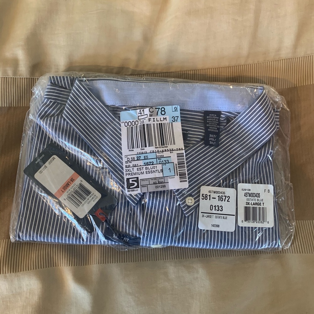 Izod l/s dress shirt 3XLT slim fit NWT